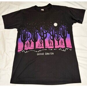 Vintage 80s Grand Canyon Arizona Black Purple  Tourist T-shirt Mens Large USA